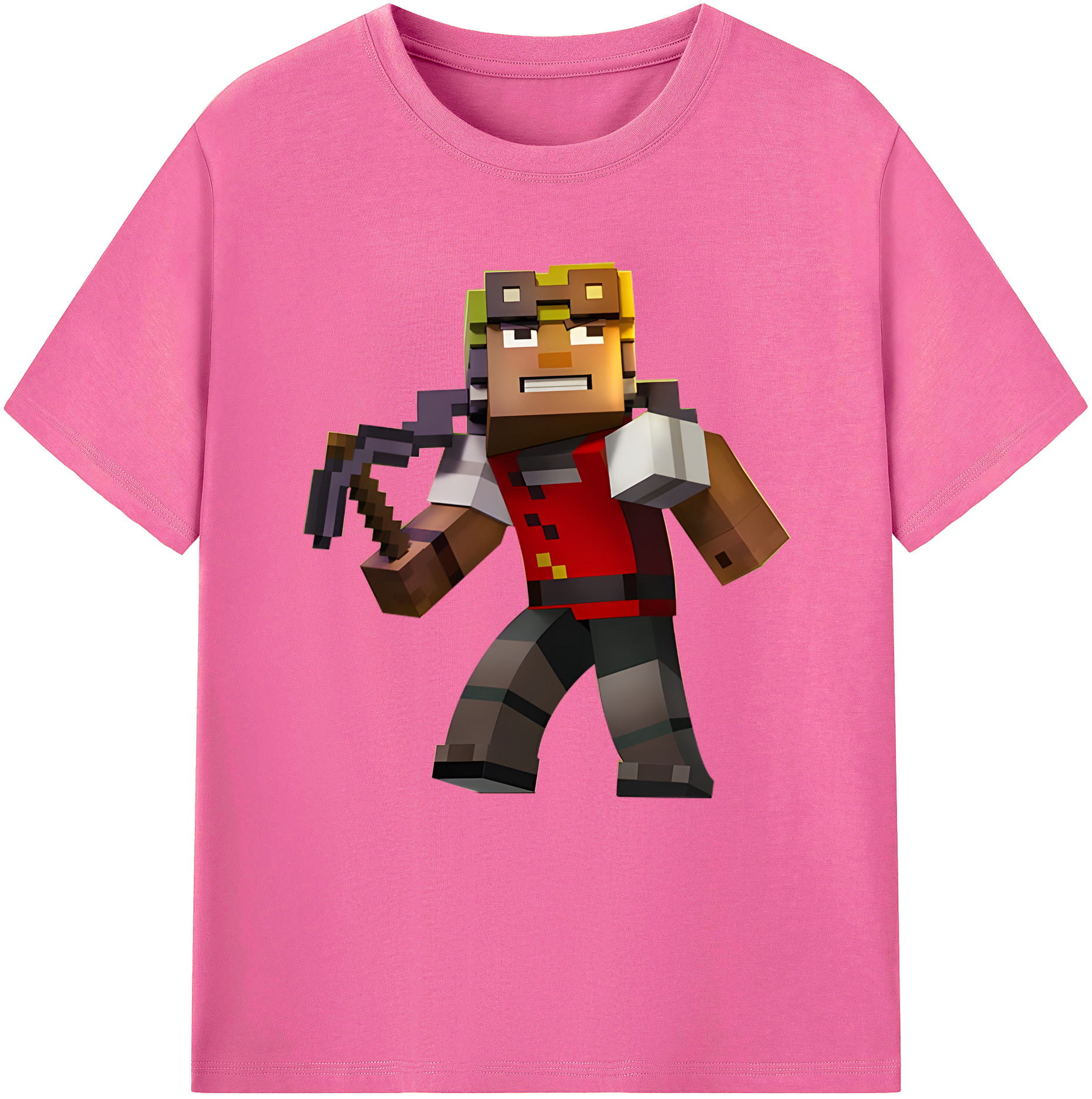 （画像用） マインクラフト ブロックの世界 Minecraft MC Block world レディースカジュアルプリントTシャツ（綿100％）